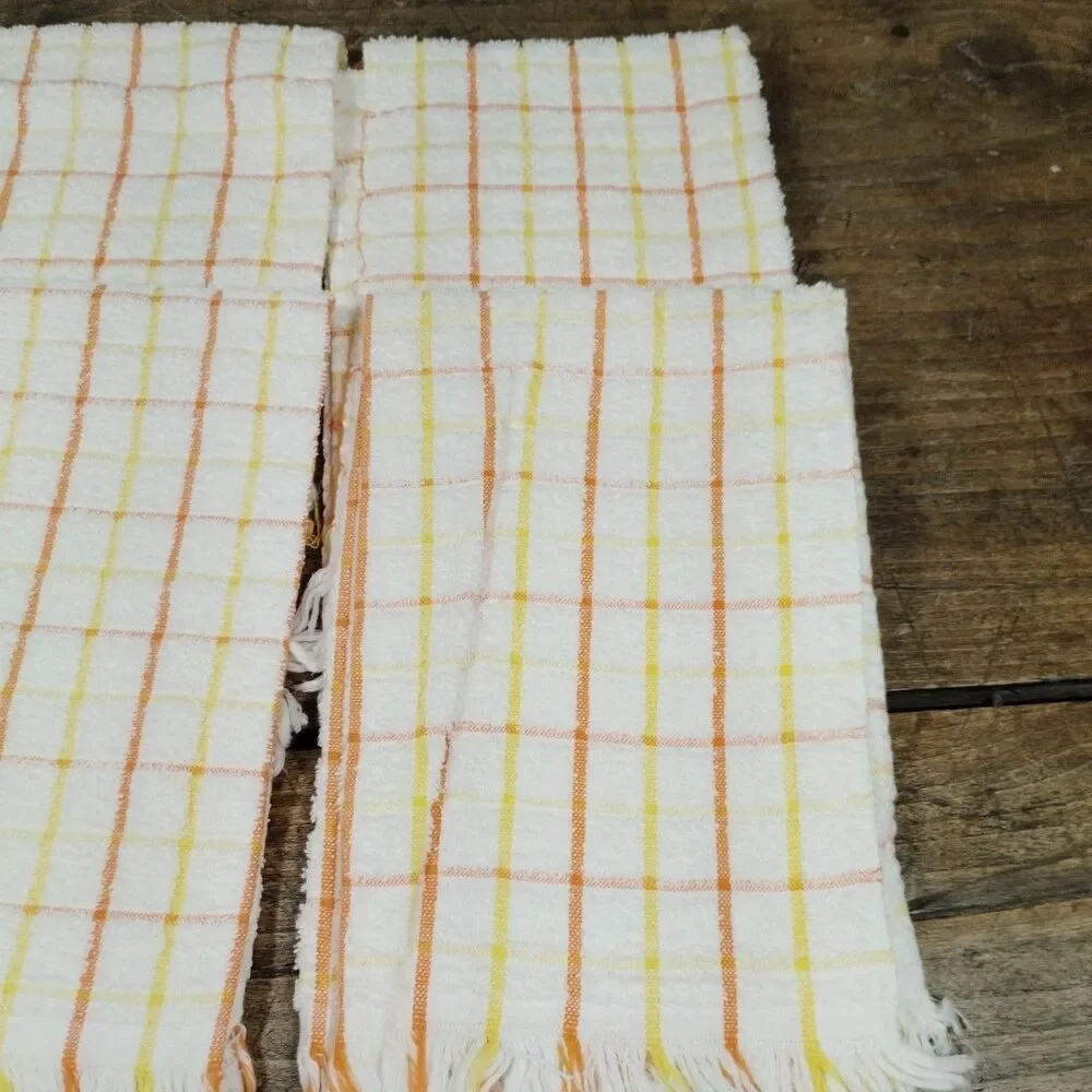 Vintage Fashion Manor JC Penney Kitchen 4 Hand Towel 3 Washcloth Orange Yellow